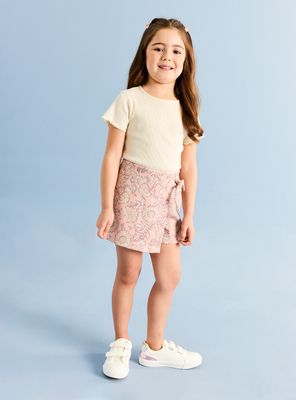 Short Tipo Falda Estampada con Lazo