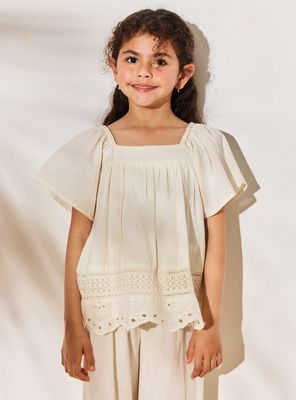 Blusa India Texturada y Broderie