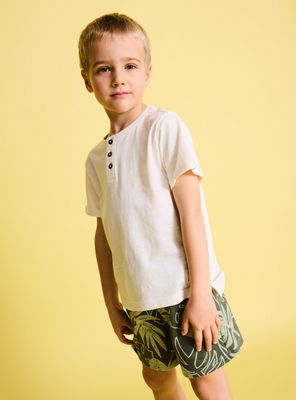 Polera Henley Botones Color Liso