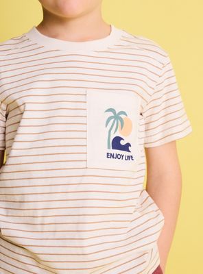 Imagen 2 del producto Polera Rayada con Bolsillo Estampado