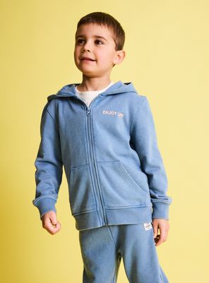 Polerón con Cierre Estampado Acid Wash