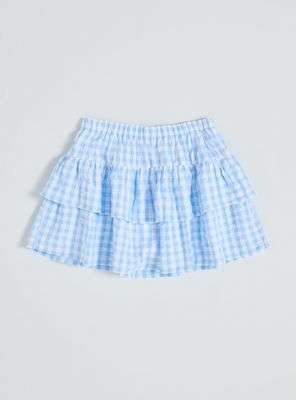 Falda Short con Vuelos Vichy y Textura