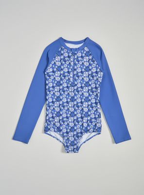 Traje de Baño Manga Larga Estampado Block Color