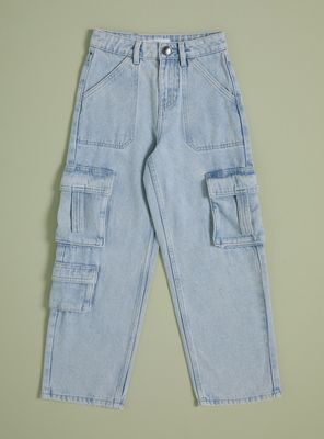 Jeans Cargo con Cinta en Bolsillos