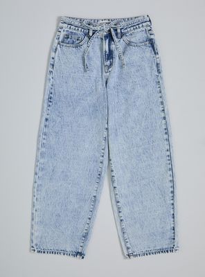 Pantalón Denim Cargo con Lazo