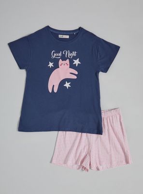 Pijama Jersey con Estampado y Detalles en Glitter