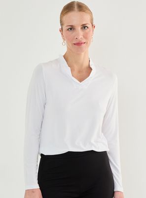 Polera Cuello con Vuelos Escote en V