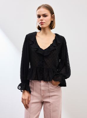 Blusa Fluida Plumetti con Vuelos