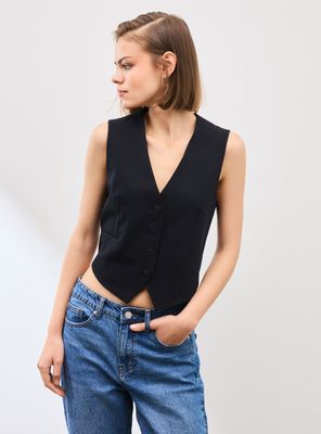Blazer Vest con Cierre Botones