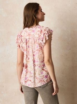 Imagen 2 del producto Blusa Estampada Detalle Metalizado Vuelo en Mangas