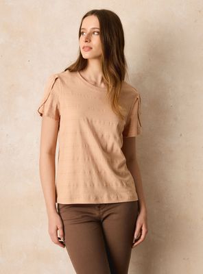 Polera con Textura Manga Tulipán Proceso de Teñido