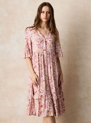 Imagen 1 del producto Vestido Estampado con Detalles Melalizados Vuelo Inferior