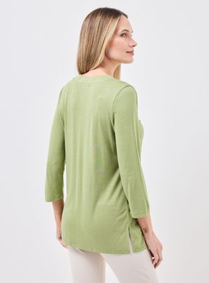 Imagen 2 del producto Polera de Lino con Mostacillas en Escote