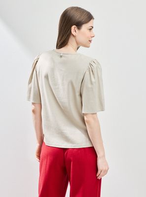 Imagen 2 del producto Blusa con Lino y Detalle Metalizado en Tela