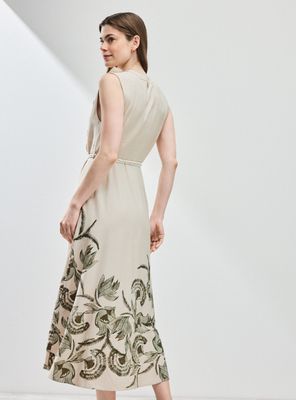 Imagen 2 del producto Vestido Abotonado con Vuelo en Escote Estampado y Cinturón