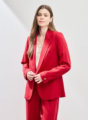 Blazer con Lino y Pasador en Mangas