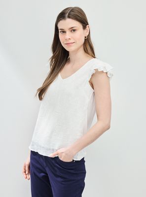 Imagen 1 del producto Blusa Mezcla de Telas y Delantero con Textura de Flores