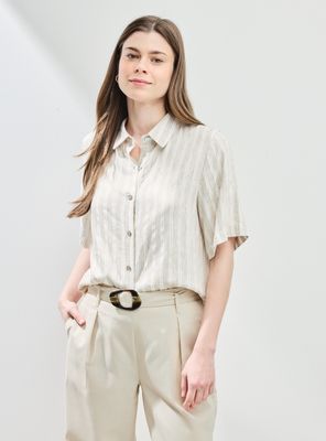 Blusa Listada con Hilo Metalizado