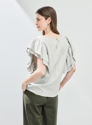 Imagen 2 del producto Blusa con Lino y Vuelo en Mangas