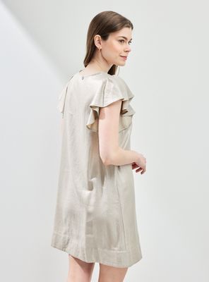 Imagen 2 del producto Vestido con Lino y Vuelo en Mangas