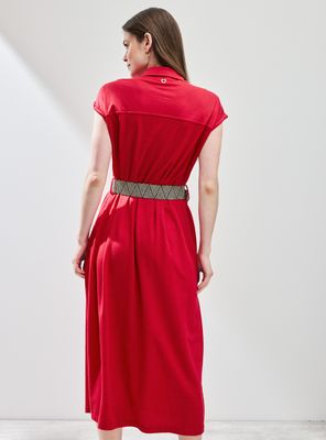 Imagen 2 del producto Vestido Abotonado con Cinturón y Tela Elasticada