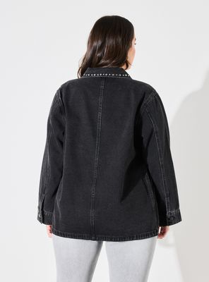 Imagen 2 del producto Chaqueta Casaca Sobre Camisa Denim con Tachas