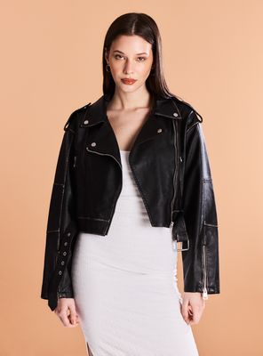 Chaqueta Biker Crop Lavada