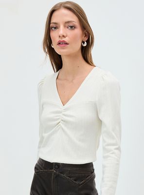 Polera Lisa Regular Color Frunce