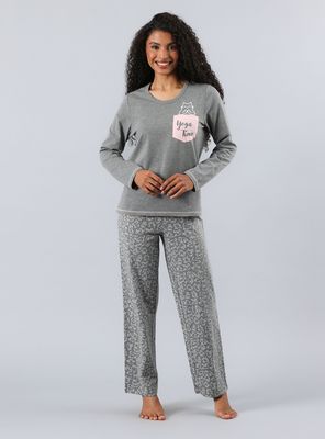 Pijama Cuello Redondo con Diseño