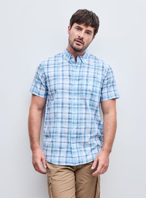 Camisa Manga Corta Estampado Cuadros