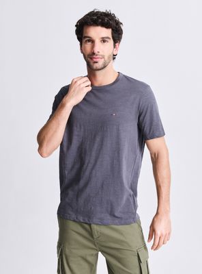 Polera Manga Corta Cuello Redondo Logo Bordado