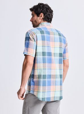 Imagen 2 del producto Camisa Manga Corta Lino Algodón Cuadros