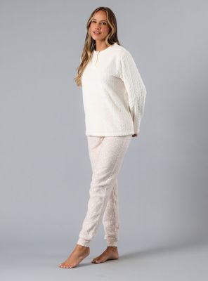 Pijama Cuello Abotonado Coral Micro Flee