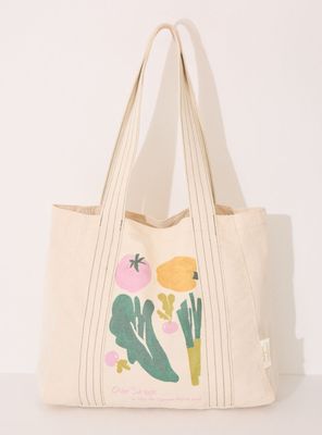 Bolso Shoper Algodón Print Vegetales