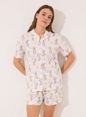 Pijama Camisero Corto Algodón Peter Rabbit