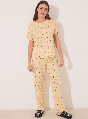 Pijama Largo Manga Corta Algodón Snoopy