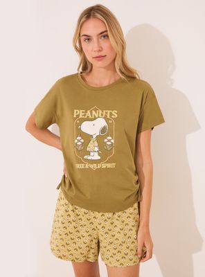 Pijama Corto Snoopy Caqui