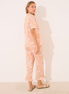 Imagen 2 del producto Pijama Camisero Capri Naranja Algodón