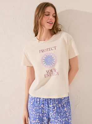 Polera Manga Corta Algodón Marfil