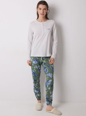 Pijama Largo Algodón Estampado Flores