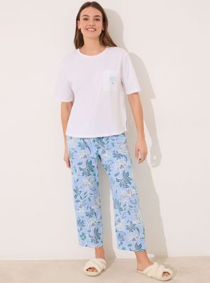 Pijama Capri Algodón Estampado Flores