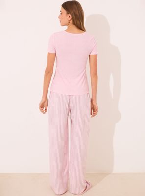 Imagen 2 del producto Pijama Viscosa Canalé Rosa Rayas