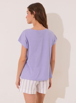 Imagen 2 del producto Pijama Corto Algodón Lila Rayas