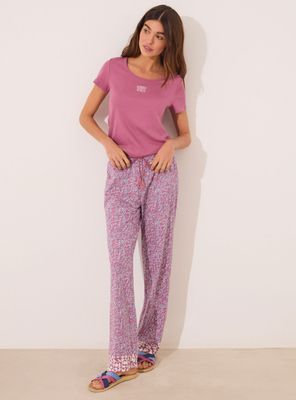 Pijama Largo Manga Corta Algodón