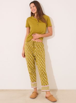 Pantalón Largo Carrot Algodón Sellos