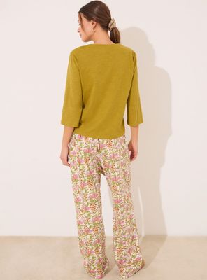 Imagen 2 del producto Pantalón Largo Algodón Sólido y Print Fleurs