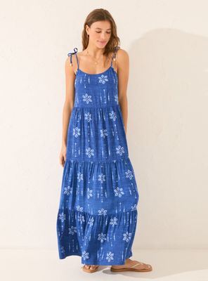 Vestido Largo Floral Azul