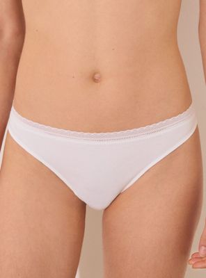 Calzón Clásico Algodón Canalé Encaje Marfil