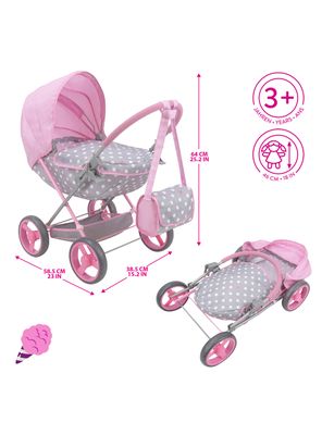 Imagen 2 del producto Coche de Muñecas Cuna Cotton Candy Gris/Rosa