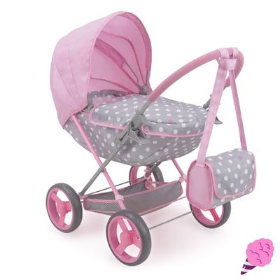 Coche de Muñecas Cuna Cotton Candy Gris/Rosa